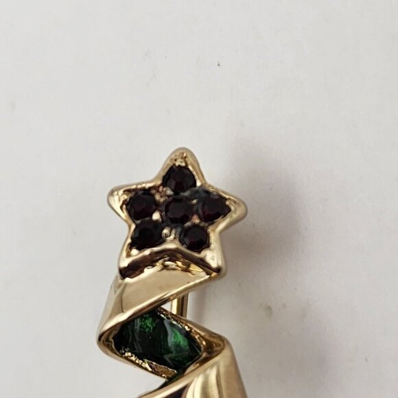 Christmas Tree Brooch Abstract Gold Tone - Picture 4 of 5